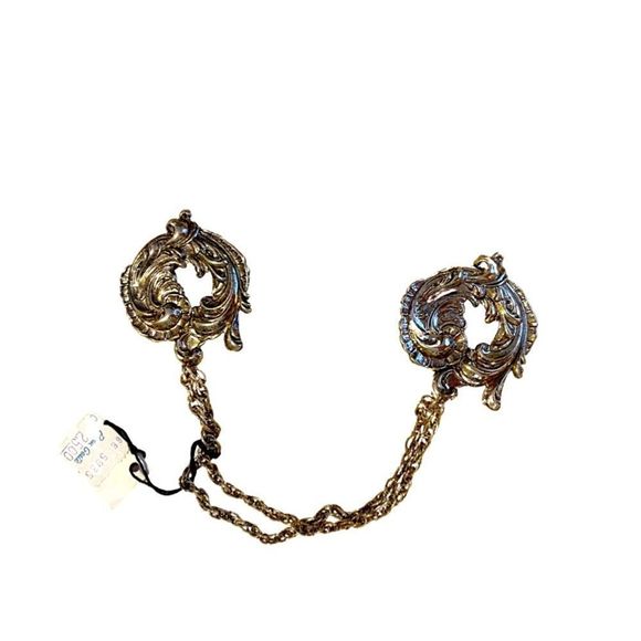 Beautiful Vintage Double Chain Lapel Brooch - Picture 1 of 6